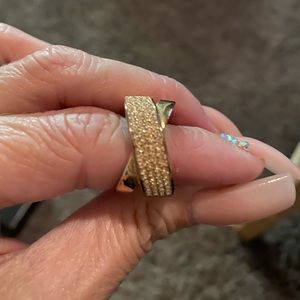 Michael Kors Rose Gold PVDCrissCrossPave RingSize7